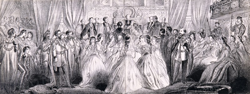 Wedding ceremony of Prince Edward and Princess Alexandra in St George's Chapel at Windsor Castle Artist: Anon