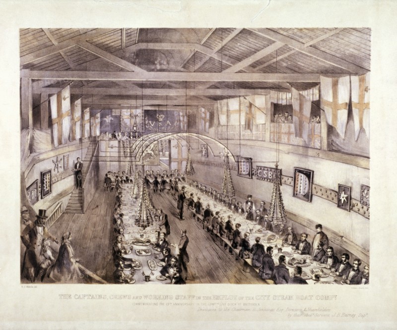 Celebration of the 13th anniversary of the City Steam Boat Company, Battersea, London, c1859. Artist: Edwin Jewitt