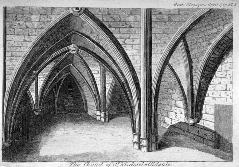 St Michael's Crypt, Aldgate, London, 1789. Artist: Anon