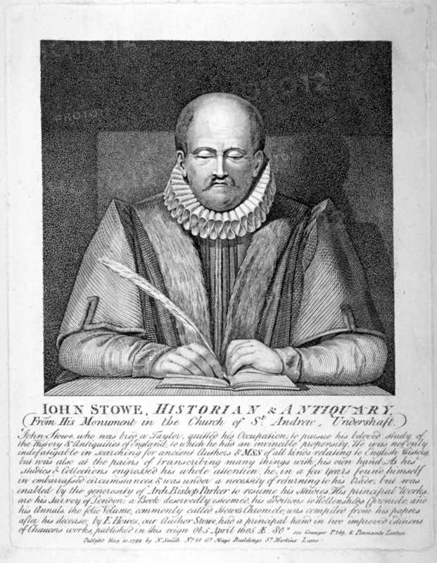Monument to John Stow in St Andrew Undershaft, City of London, 1792. Artist: Anon