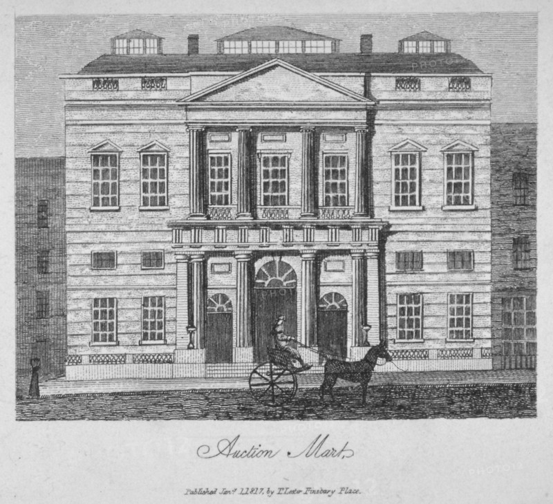 View of the Auction Mart in Bartholomew Lane, City of London, 1817. Artist: Anon