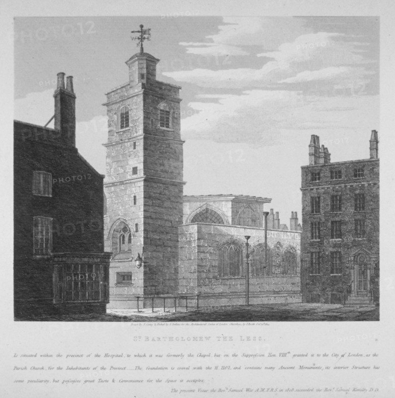 Church of St Bartholomew-the-Less, City of London, 1814. Artist: S Jenkins