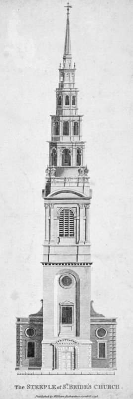 Steeple of St Bride's Church, Fleet Street, City of London, 1795. Artist: Unknown