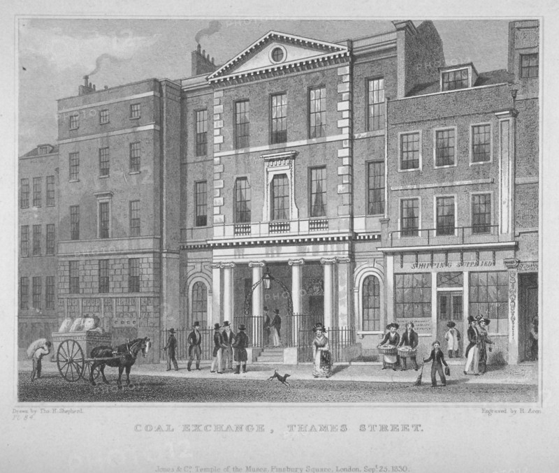 View of the Coal Exchange in Thames Street, City of London, 1830. Artist: R Acon