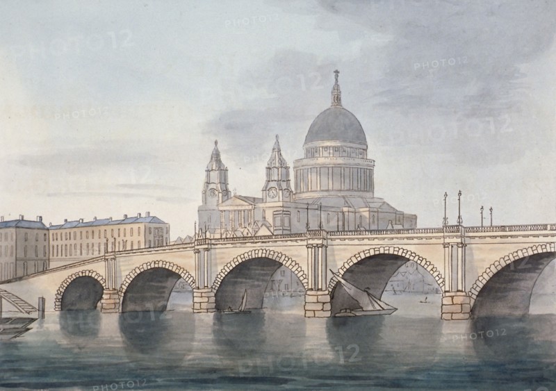 View of Blackfriars Bridge and St Paul's Cathedral, London, 1790. Artist: Anon