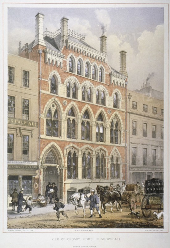 Crosby Hall at no 95 Bishopsgate, City of London, 1860. Artist: Vincent Brooks