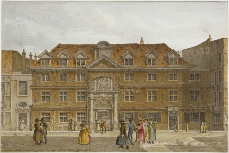 View of Blackwell Hall on King Street, City of London, 1819. Artist: Robert Blemmell Schnebbelie