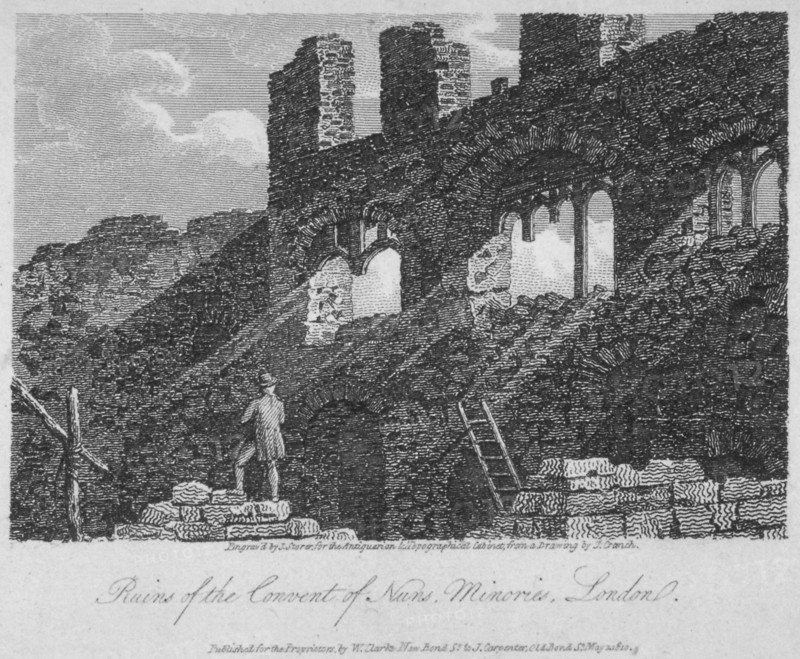 View of the remains of the Church of St Clare Minoressess without Aldgate, City of London, 1810. Artist: James Sargant Storer