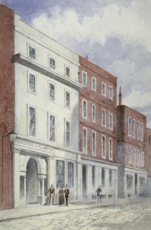 View of the Prerogative Will Office, Doctors' Commons, City of London, 1840. Artist: Anon