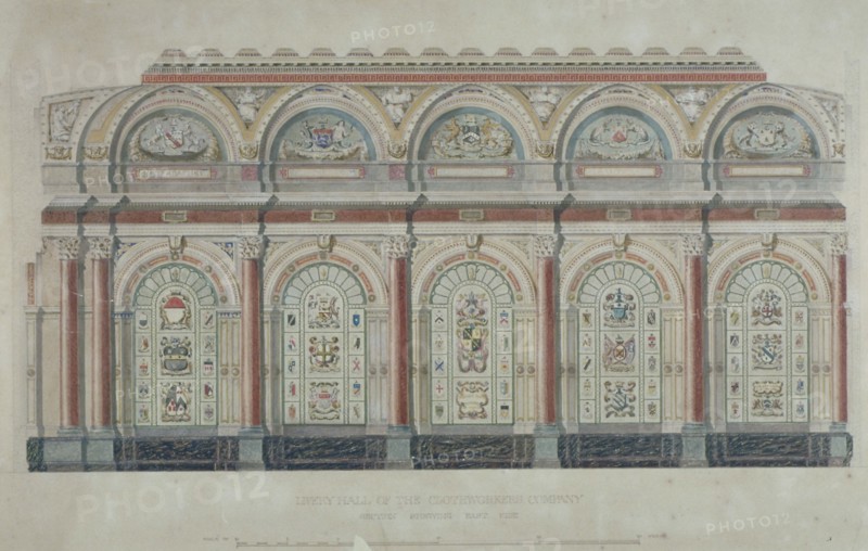 East side view of the Livery Hall of the Clothworkers' Company, City of London, 1860. Artist: Anon