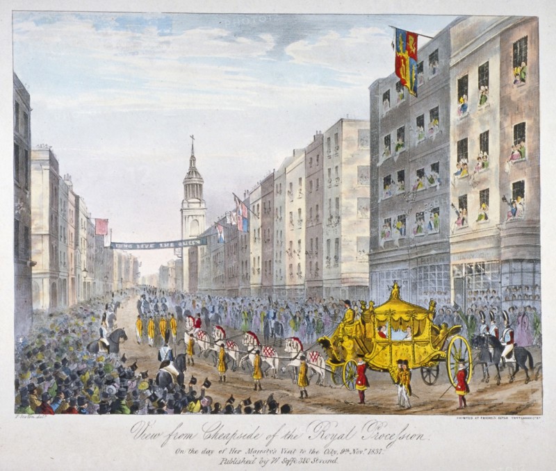 Royal coach on Cheapside, City of London, 1837. Artist: A Friedel