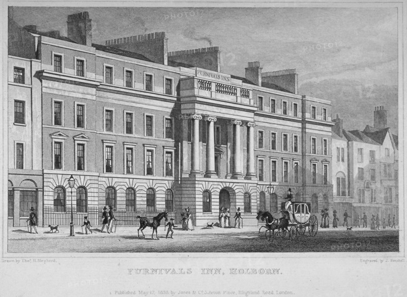 Furnival's Inn, City of London, 1828. Artist: W Henshall