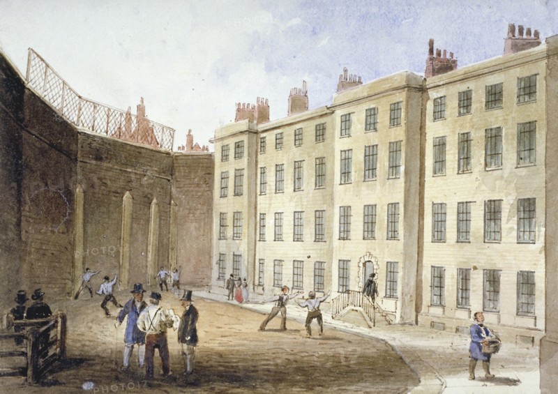 View of Fleet Prison from the tennis ground, City of London, 1845. Artist: Thomas Hosmer Shepherd