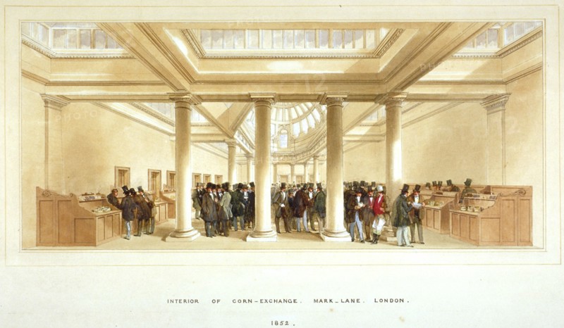 Interior of the Corn Exchange, Mark Lane, City of London, 1852. Artist: Anon