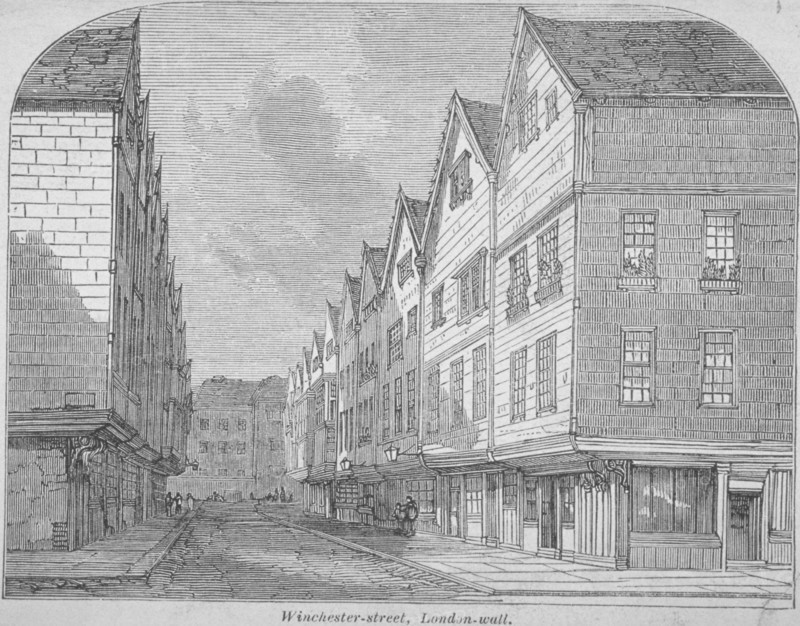 View of Great Winchester Street, City of London, 1850. Artist: Anon