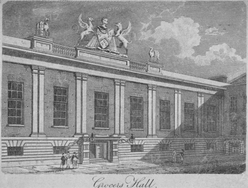 Front view of Grocers' Hall, City of London, 1812. Artist: Anon