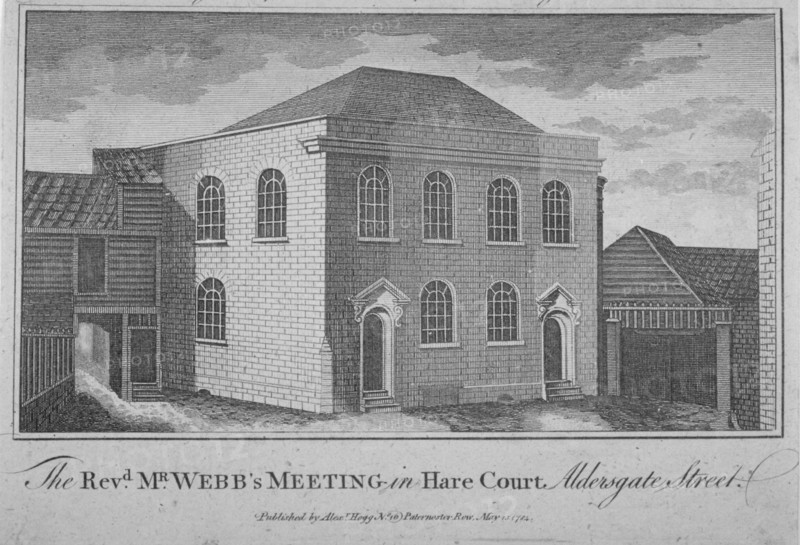 View of Reverend Francis Webb's Meeting House, Hare Court, City of London, 1784. Artist: Anon