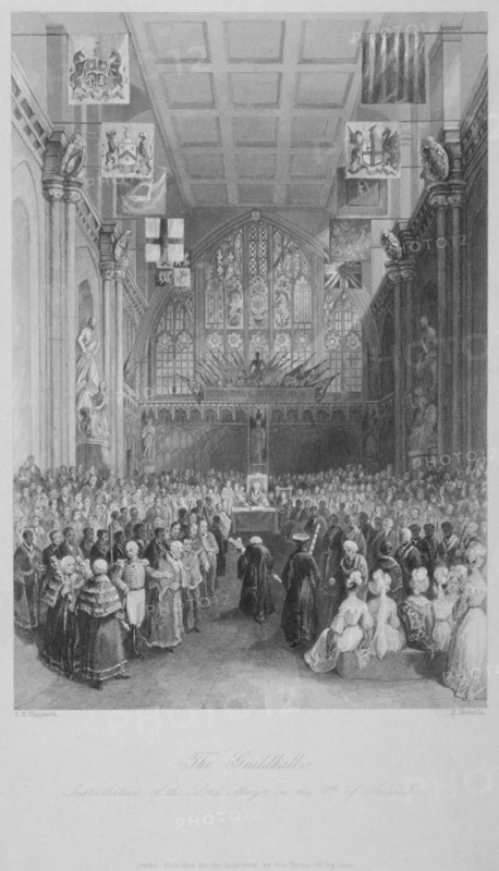 Installation of the Lord Mayor of London at the Guildhall, City of London, 1838. Artist: Harden Sidney Melville