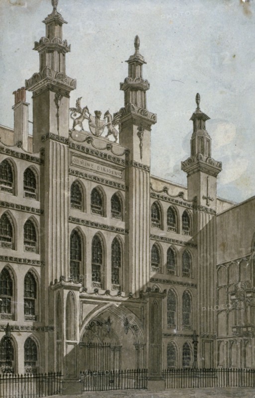 South-west view of the Guildhall front, City of London, 1810. Artist: George Shepherd