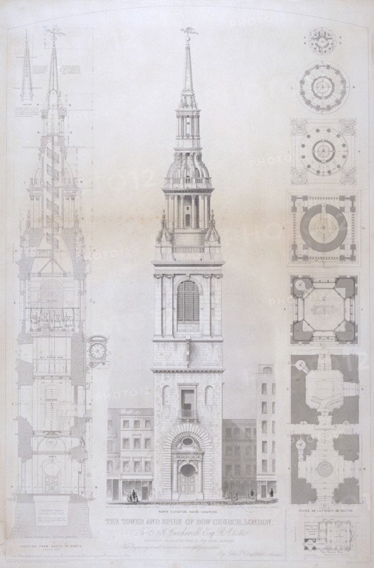 Church of St Mary le Bow, City of London, 1850. Artist: John Le Keux