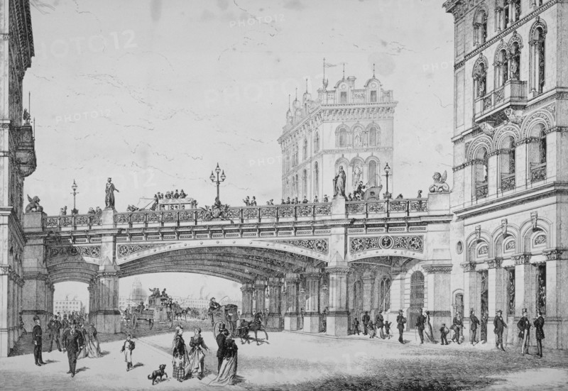 Farringdon Street and Holborn Viaduct, City of London, 1869. Artist: Anon