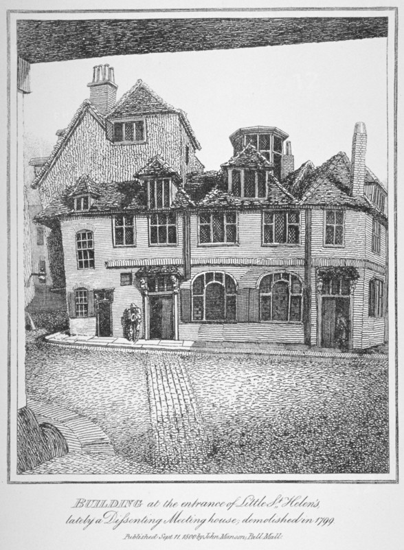 Building at the entrance of Little St Helen's, City of London, 1870. Artist: John Thomas Smith