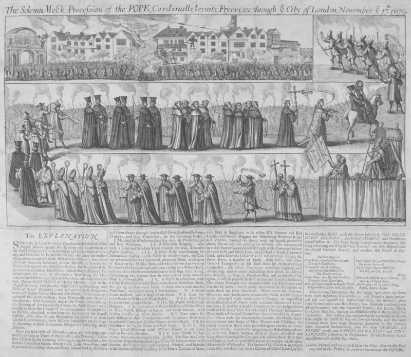 Roman Catholic procession, City of London, 1679. Artist: Anon
