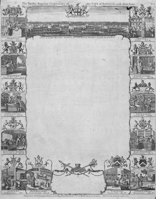 City of London Livery Companies and their arms, 1777. Artist: Anon