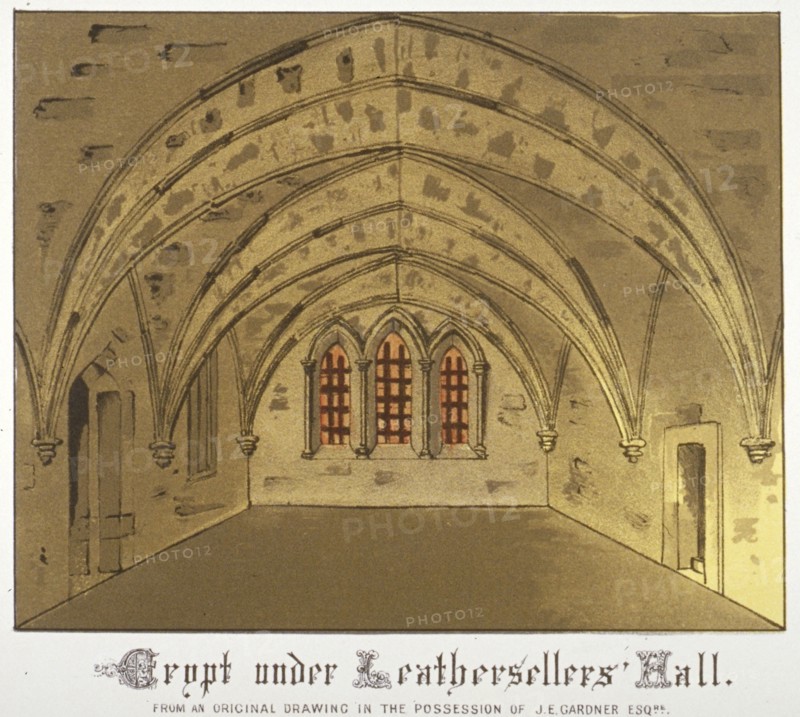 Crypt under Leathersellers' Hall, Little St Helen's, City of London, 1871. Artist: Anon