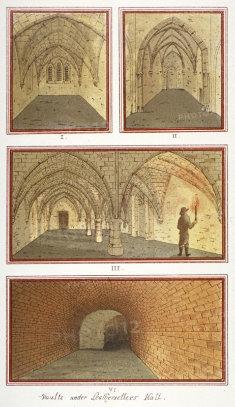 Vaults beneath Leathersellers' Hall, Little St Helen's, City of London, 1799. Artist: Anon