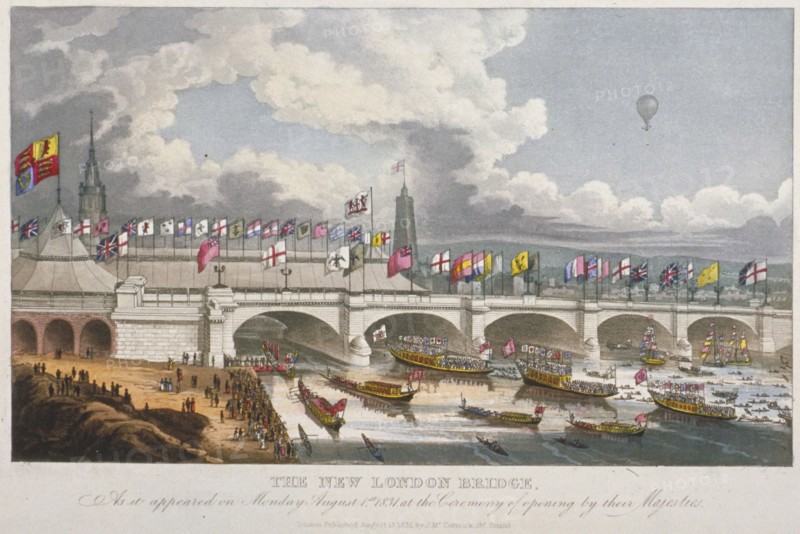 Opening ceremony of the new London Bridge, 1831. Artist: Anon