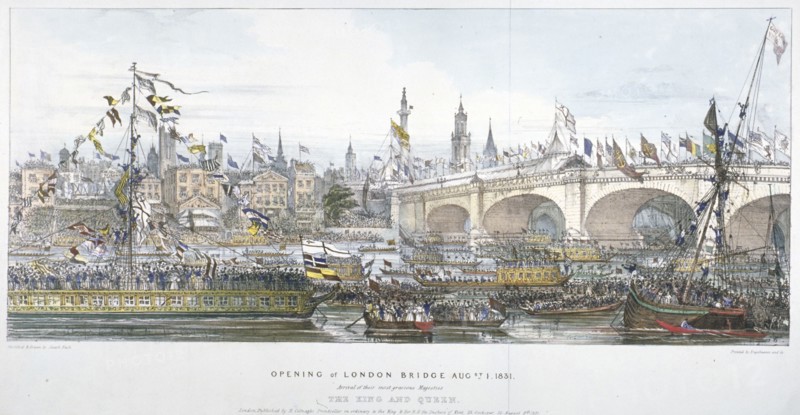 Opening ceremony of the new London Bridge, 1831. Artist: Englemann, Graf and Co
