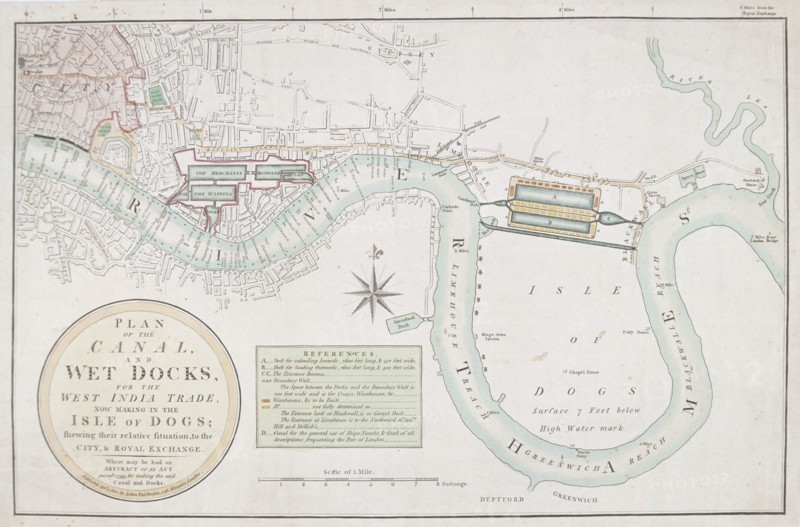 Proposed canals and docks, London, 1800. Artist: Anon