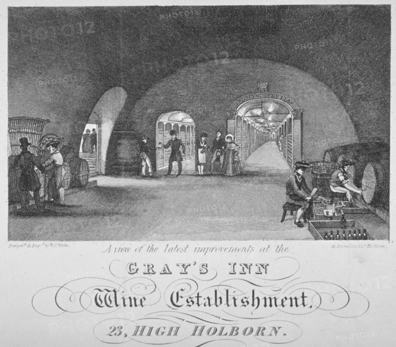 Gray's Inn Wine Establishment, High Holborn, London, 1840. Artist: William Johnstone White