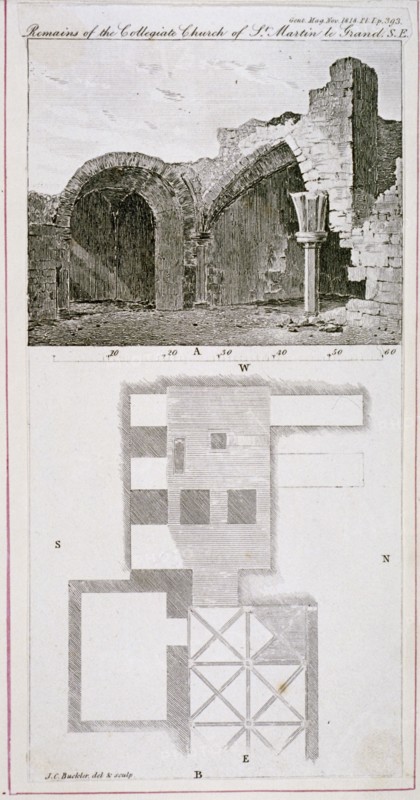 Remains of the Church of St Martin's le Grand, City of London, 1818. Artist: John Chessell Buckler