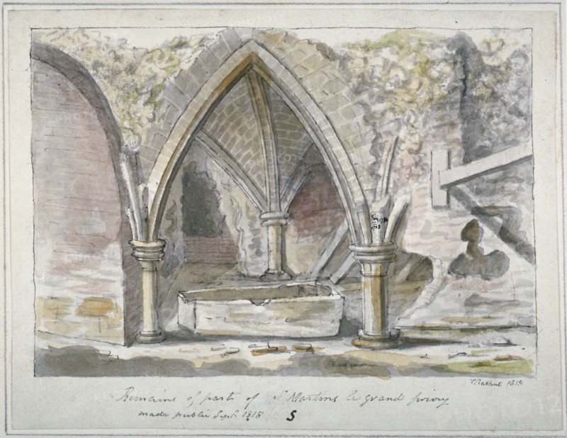 Remains of the Church of St Martin's le Grand, City of London, 1815. Artist: Thomas Prattent