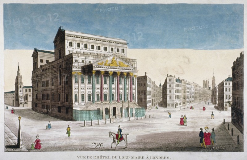 View of Mansion House, Cornhill and Lombard Street, City of London, 1790. Artist: Anon