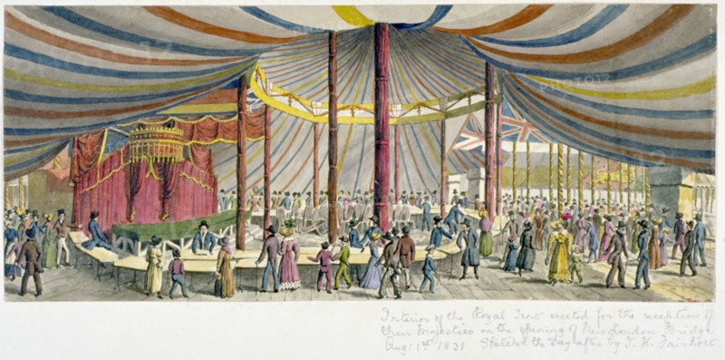 Royal opening of London Bridge, 1831. Artist: JH Fairholt