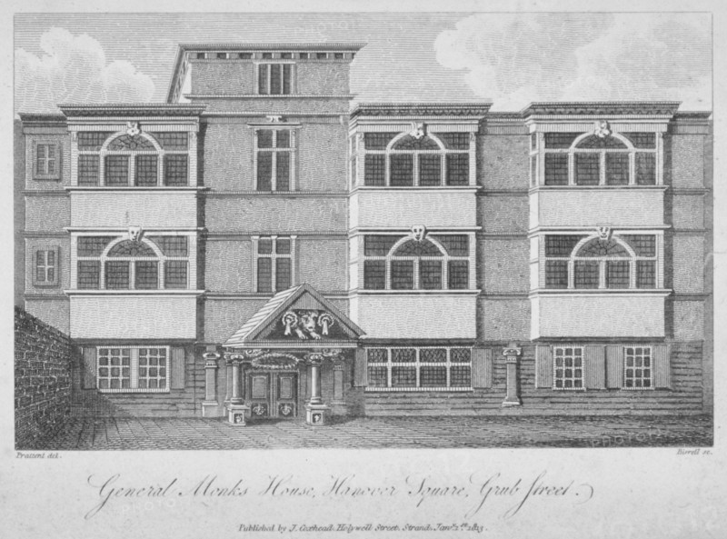 House of George Monck, Duke of Albermarle in Grub Street, now Milton Street, City of London, 1813. Artist: A Birrell