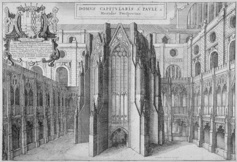 Part of the side of the old St Paul's Cathedral, City of London, 1656. Artist: Wenceslaus Hollar