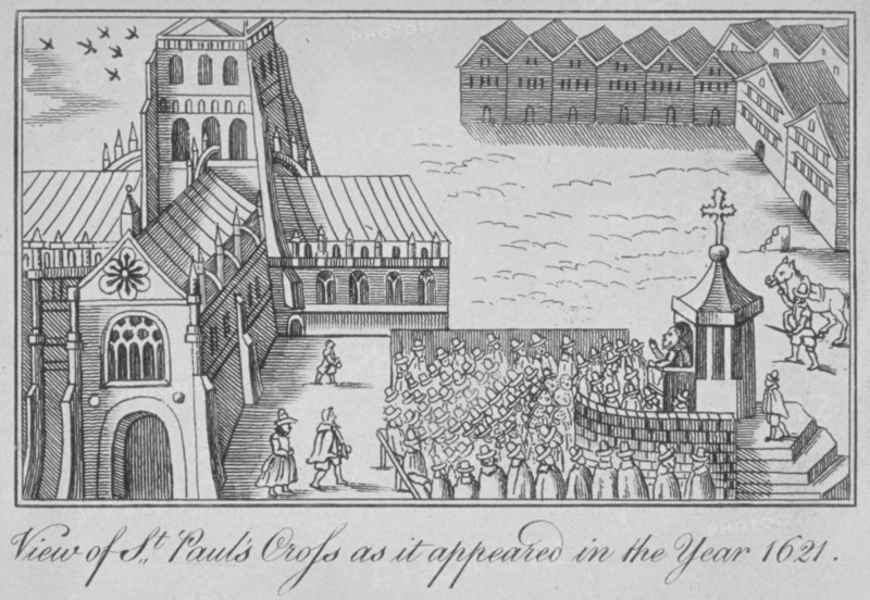 St Paul's Cross and old St Paul's Cathedral, City of London, 1621 (1650). Artist: Anon