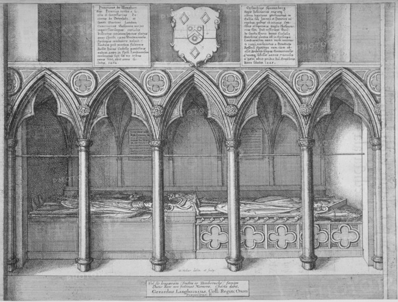 Tombs of two Bishops of London in old St Paul's Cathedral, City of London, 1656. Artist: Wenceslaus Hollar