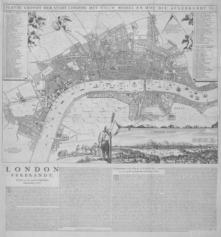 Map of London, 1666. Artist: Anon