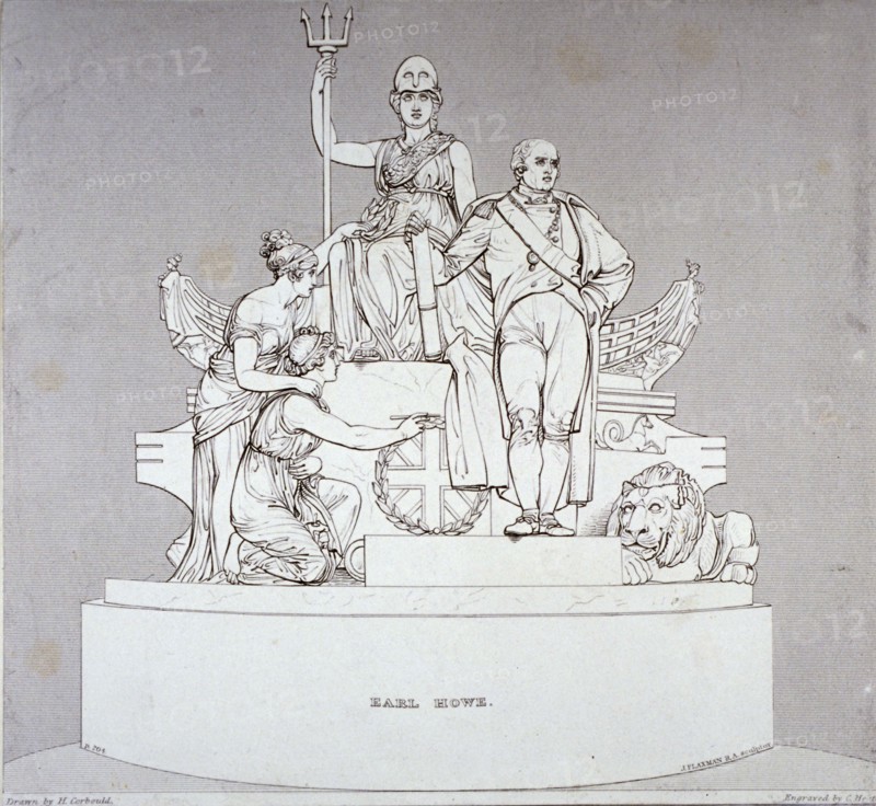 Monument to Earl Howe, sculpted by J Flaxman, St Paul's Cathedral, City of London, 1818. Artist: Charles Heath