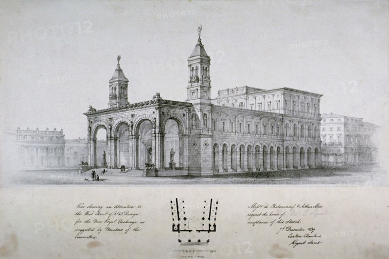 New Royal Exchange, City of London, 1839. Artist: Anon