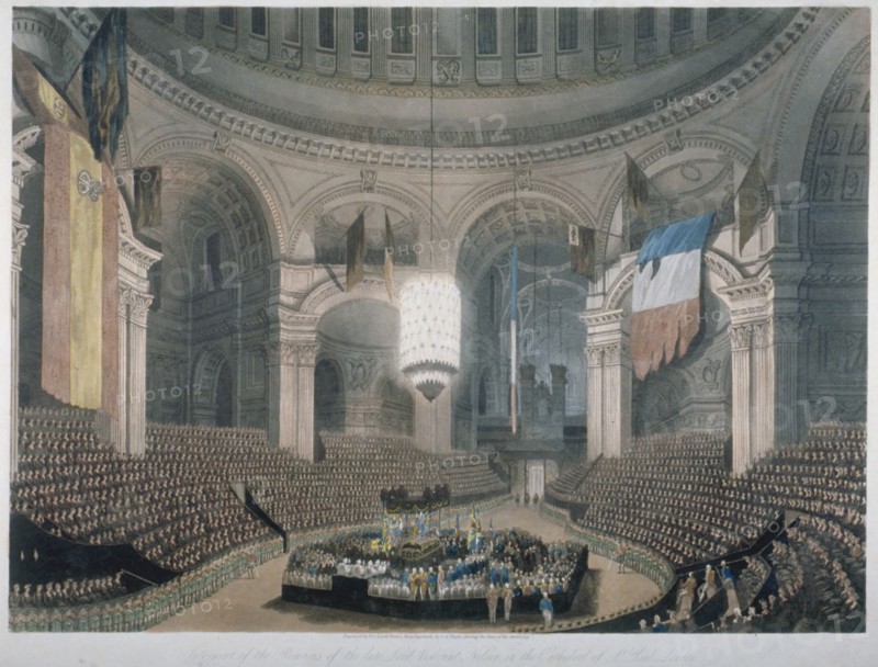 The ceremony of Lord Nelson's burial at St Paul's Cathedral, City of London, 1806. Artist: FC Lewis
