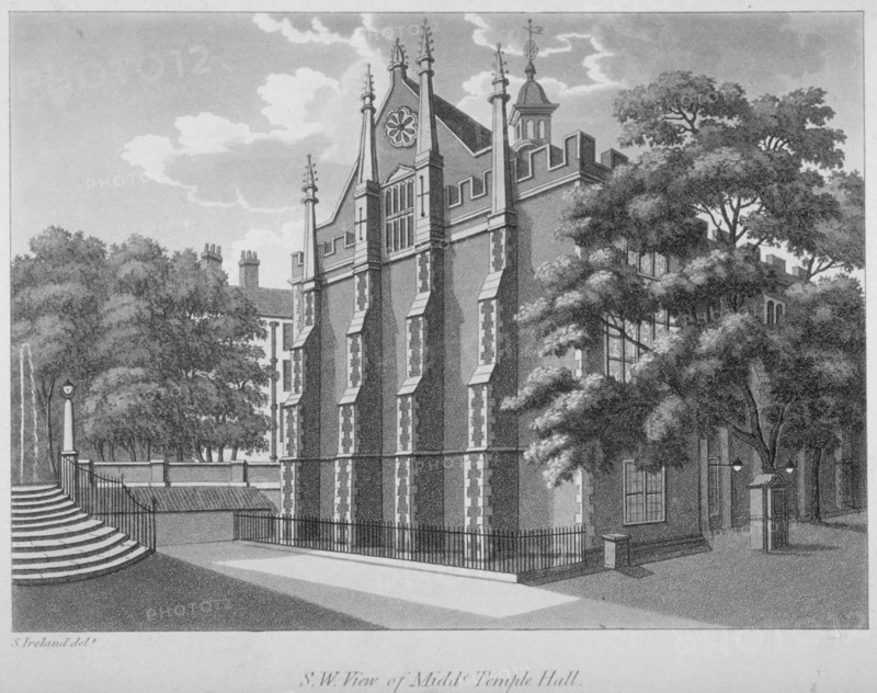 South-west view of Middle Temple Hall, Middle Temple, City of London, 1800. Artist: Anon