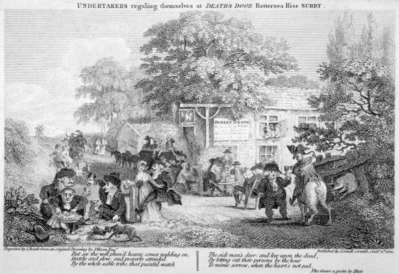 Undertakers regaling themselves at Death's Door', Battersea, London, 1801. Artist: Samuel Rawle