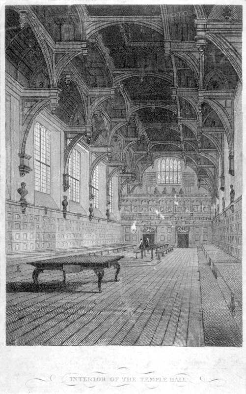 Interior view of Inner Temple Hall, City of London, 1804. Artist: John Greig
