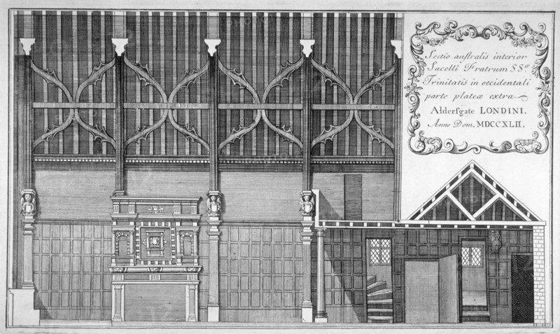 Interior elevation of Trinity Hall, City of London, 1700. Artist: Anon